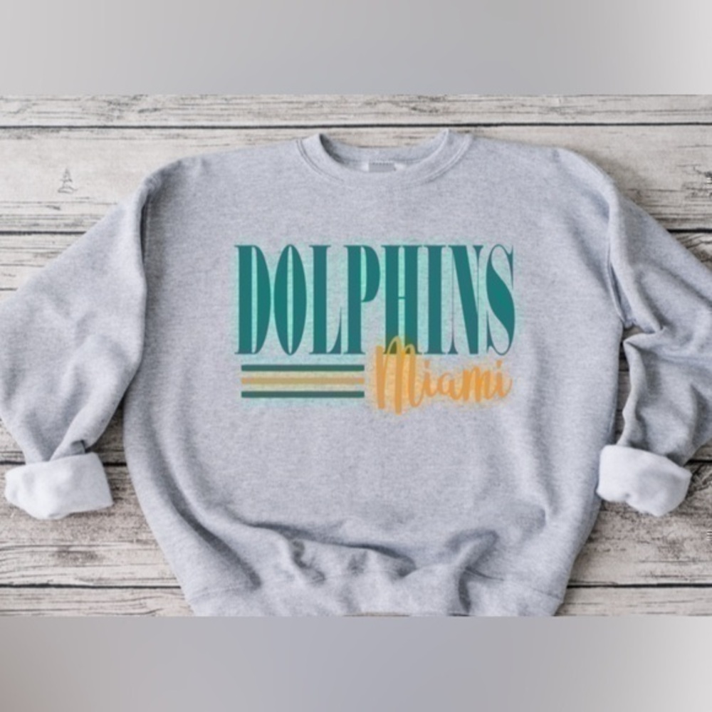 Dolphins Striped Crewneck
